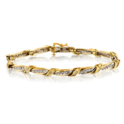Ladies 14kt White and Yellow Gold Diamond Bracelet. 3.00ct Tw