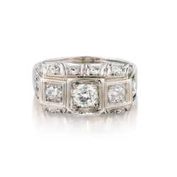 Vintage Edwardian 14kt White Gold Diamond Ring. 1.15ct Tw