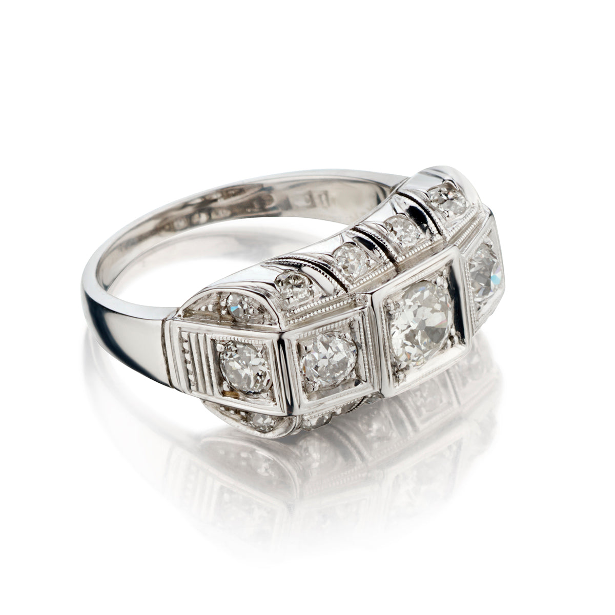 Vintage Edwardian 14kt White Gold Diamond Ring. 1.15ct Tw