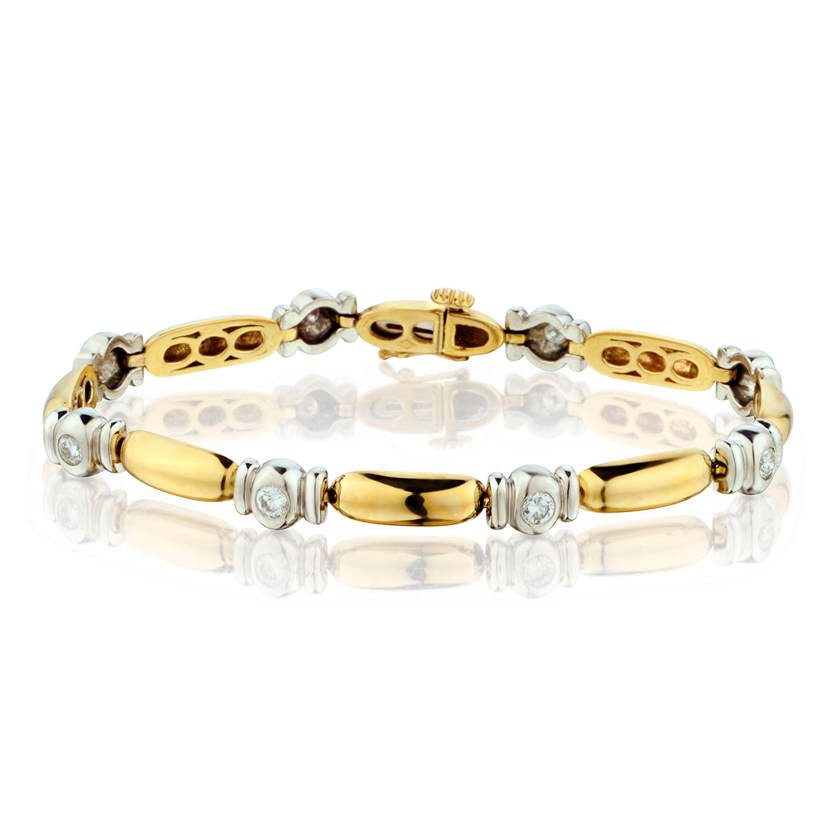 Platinum and 18kt Yellow Gold Diamond Bracelet. 8 x 1.00ct Tw