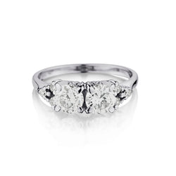 Ladies Vintage 18kt White Gold 2 -Stone Diamond Ring.