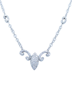 18kt White Gold Diamond Fleur de Lis Necklace. 0.65ct Tw