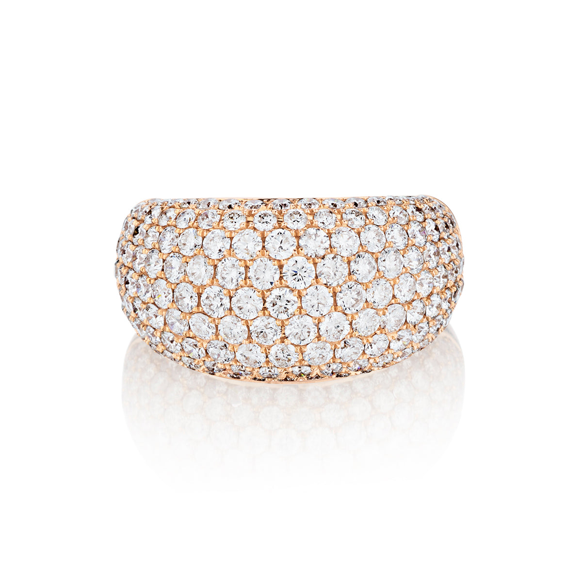 18kt Rose Gold Dome Diamond Pave' Ring. 4.05ct Tw | Van Rijk