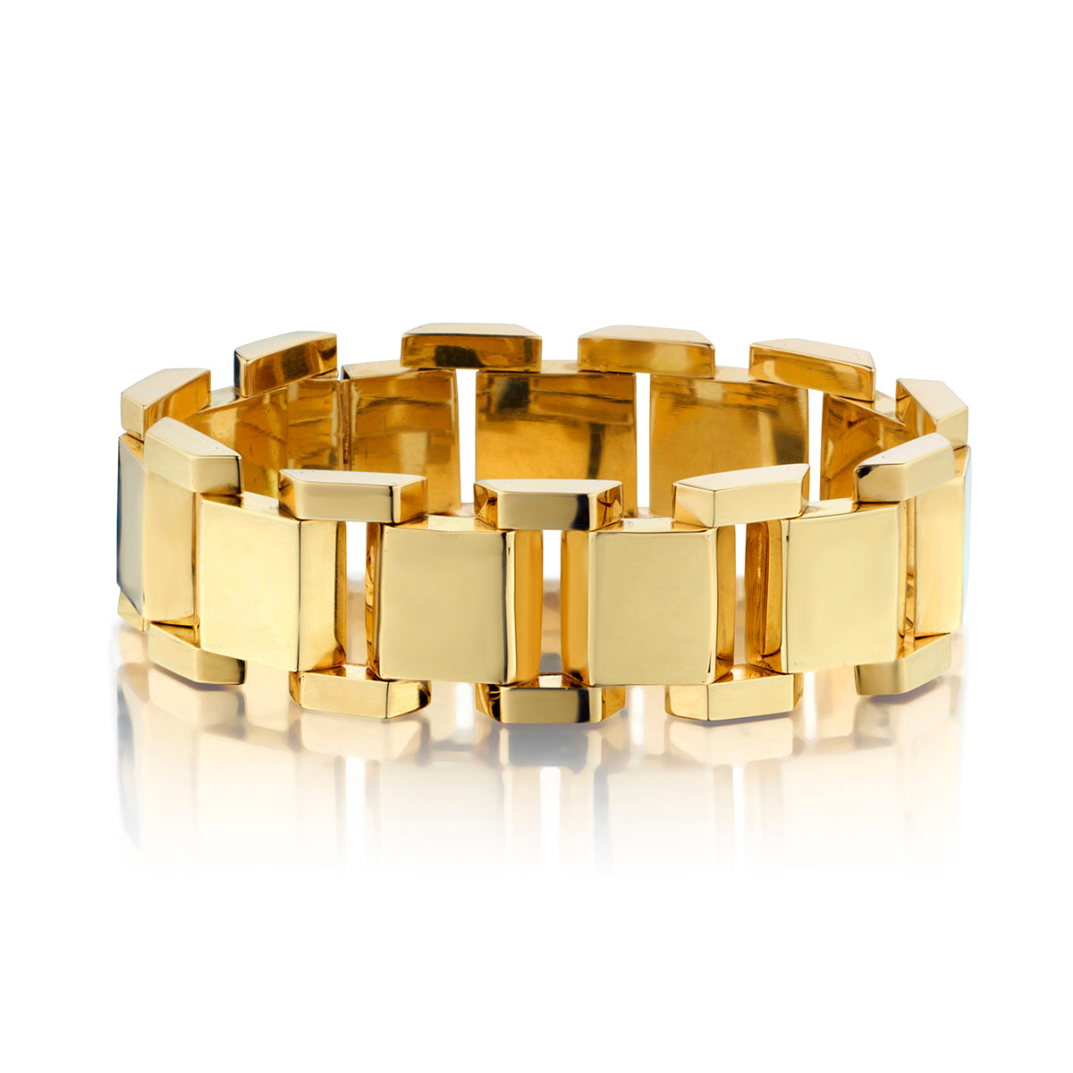 Vintage Retro 14kt Yellow Gold Geometric Design Bracelet. Weight: 61 Grams