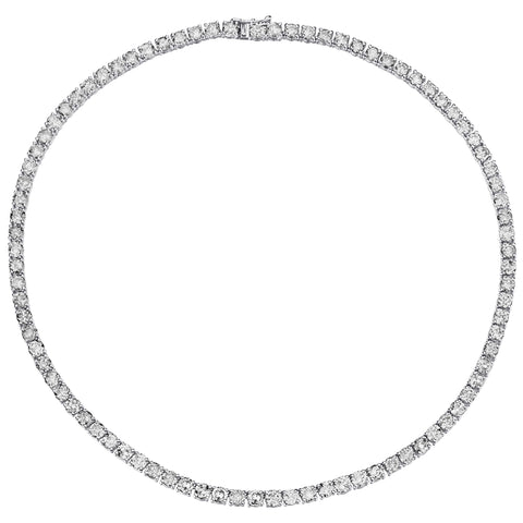 Ladies 14kt White Gold Diamond "Tennis Necklace". 28.00ct Tw