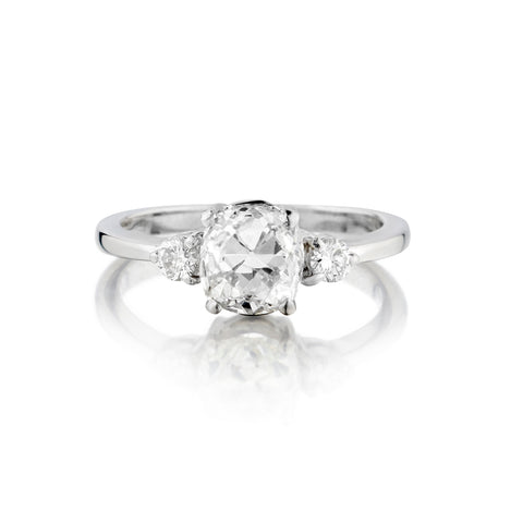 Platinum and Diamond Vintage Ring. 1.80 Mine Cut Diamond