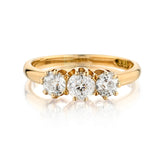 Vintage 18kt Yellow Gold 3 Stone Diamond Ring. 1.00ct Tw Mine Cuts. Ryrie / Birks - view 1