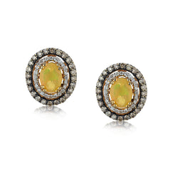 14kt Yellow Gold Opal and Diamond Earrings