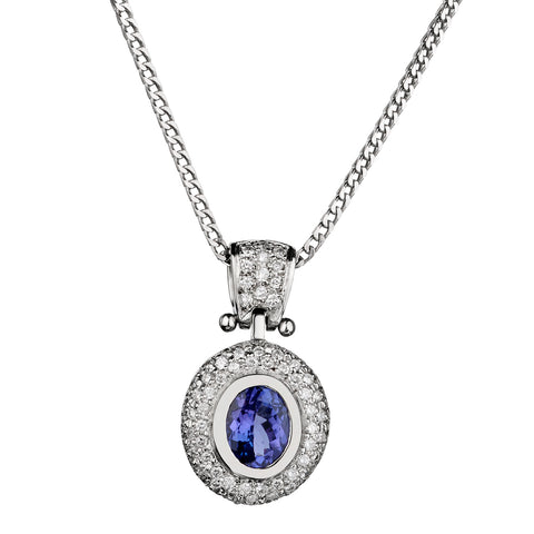 14kt White Gold Tanzanite and Diamond Pendant