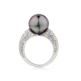 Ladies Platinum 12mm South Sea Tahitian Pearl and Diamond Ring