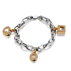 Ladies 18kt White Gold Diamond Charm Bracelet.