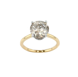 Ladies 18kt Y/G Diamond Solitaire  Ring. 2.70 European Cut Diamond