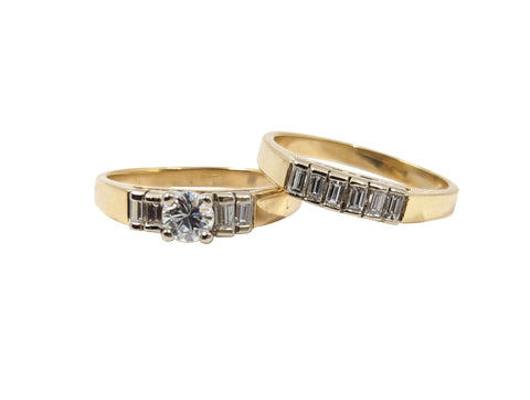 14kt Yellow Gold Diamond Wedding Set.