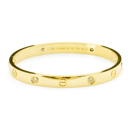 Cartier Yellow Gold & Diamond Love Bangle .Size 18. B&P