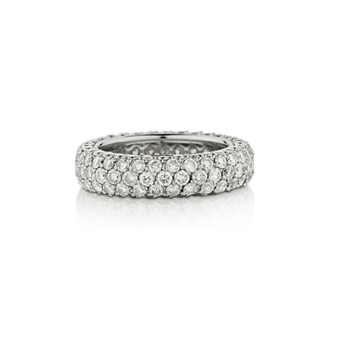 Ladies Platinum and Diamond Pave Set Eternity Band. 5.00ct Tw Brilliant Cut Diamonds.