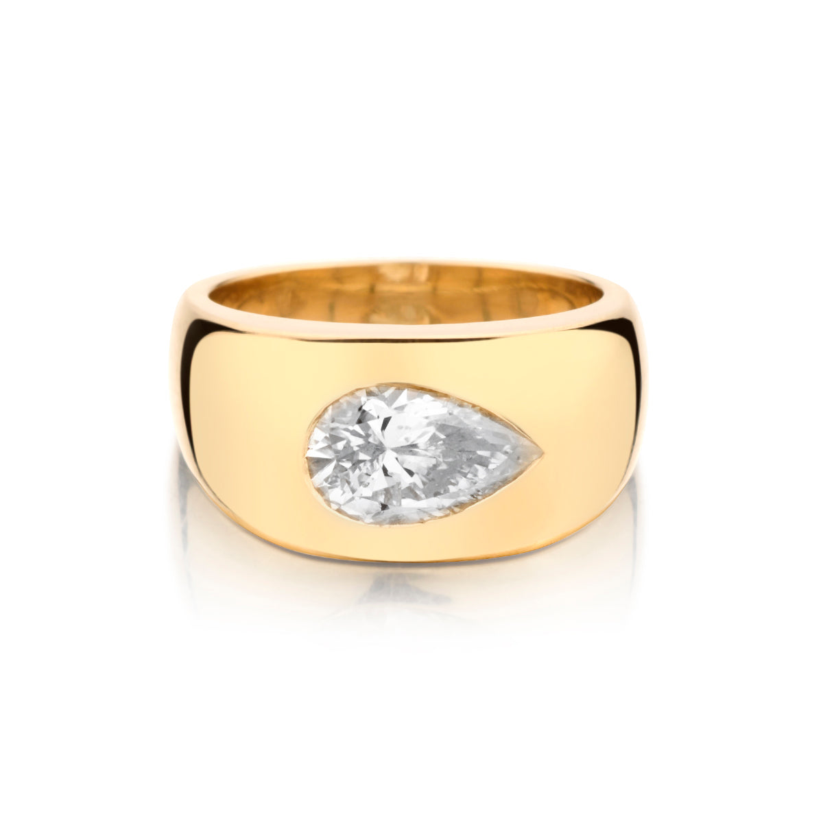 Handmade 14kt Yellow Gold Diamond Ring. 1.78 Pear Shape