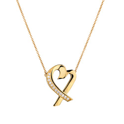 Tiffany & Co Loving Heart Golden Diamond Pendant. Paloma Picasso. 18kt Yellow Gold