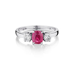 Ladies 18kt White Gold Ruby and Diamond Ring
