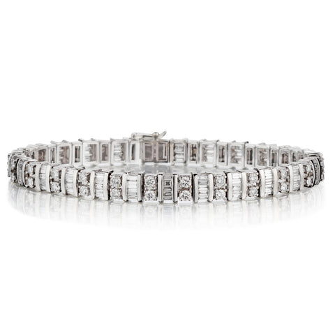 14kt White Gold Diamond "Tennis "Bracelet. 6.54 Tcw