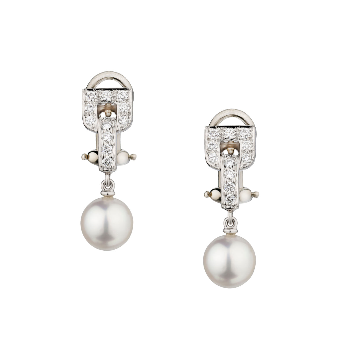 Tiffany & Co "Buckle Collection" Pearl and Diamond Studs by Elsa Peretti