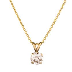 14kt Yellow Gold Natural Diamond Solitaire Pendant. 1.80 Brilliant Cut