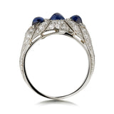 TK & Co Vintage Blue Sapphire and Diamond Platinum Ring. Circa 1910