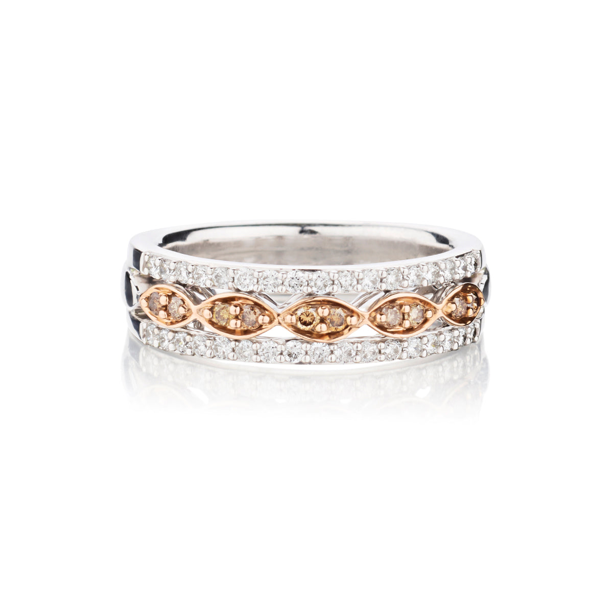 Ladies 14kt White and Rose Gold Diamond Band. 0.51ct Tw