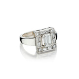 Ladies 14kt White Gold Diamond Ring. 1.02 Emerald Cut Diamond