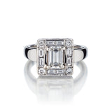 Ladies 14kt White Gold Diamond Ring. 1.02 Emerald Cut Diamond