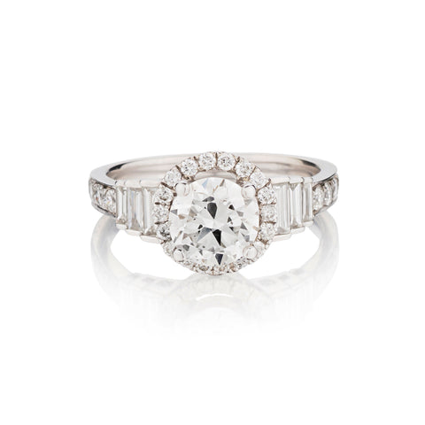 18kt White Gold Art Deco Inspired Diamond Ring.