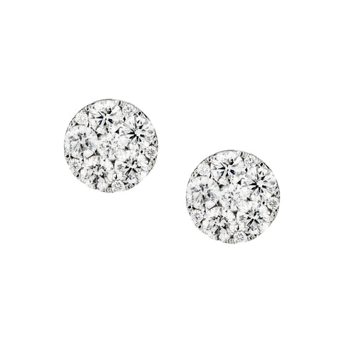 18kt White Gold Diamond Cluster Stud Earrings. 3.50ct Tw