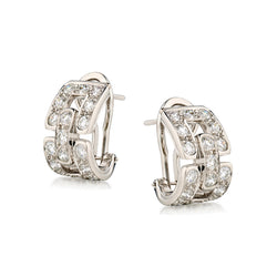 Tiffany & Co Platinum Diamond "Deco" Huggies Earrings. 1.54ct Tw