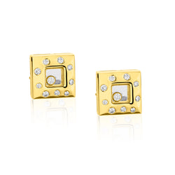 Chopard Happy Diamond Stud Earrings. 18kt Yellow Gold
