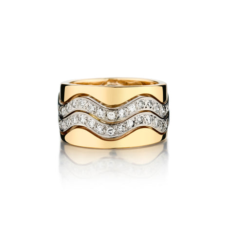 14kt Yellow and White  Diamond Wide Ring.29 x 0.43ct Tw