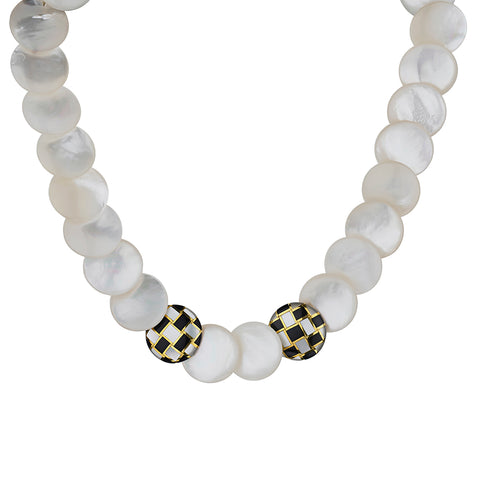 Tiffany & Co Mother of Pearl and Onyx Checkerboard Strand