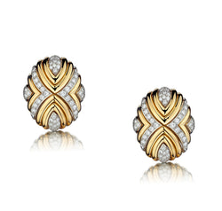 3.50 Carat Total Weight Round Brilliant Cut Diamond Gold Earrings