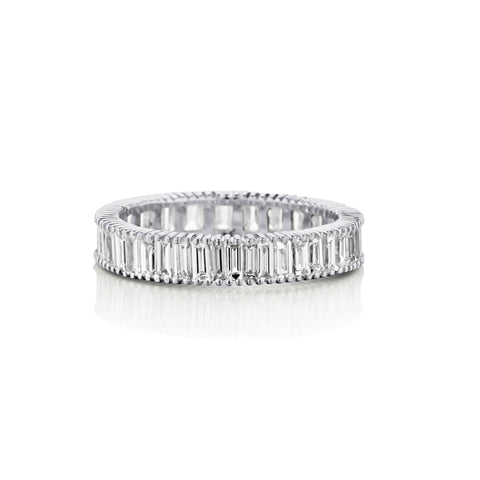 18kt White Gold Diamond Eternity Band. 1.90ct Tw Baguette Cut Diamonds.