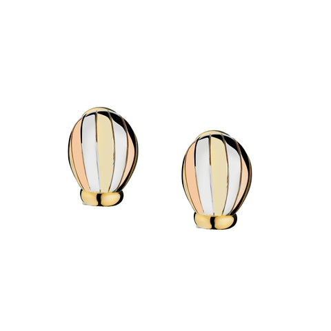 Ladies 18kt Tri-Colour Hoop Stud Earrings.