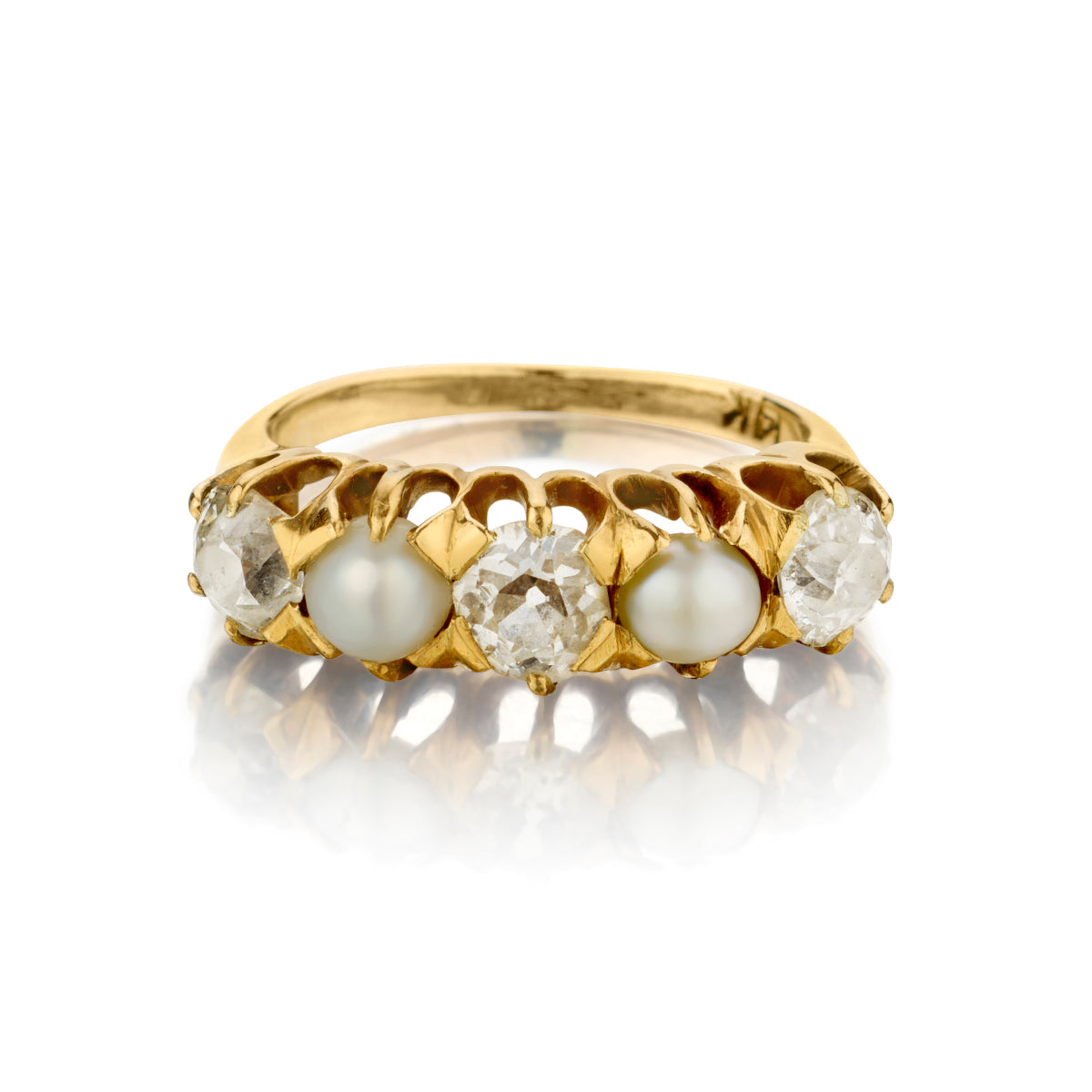 Vintage Victorian - Era Ladies Pearl and Diamond Ring. Circa 1890