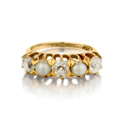 Vintage Victorian - Era Ladies Pearl and Diamond Ring. Circa 1890