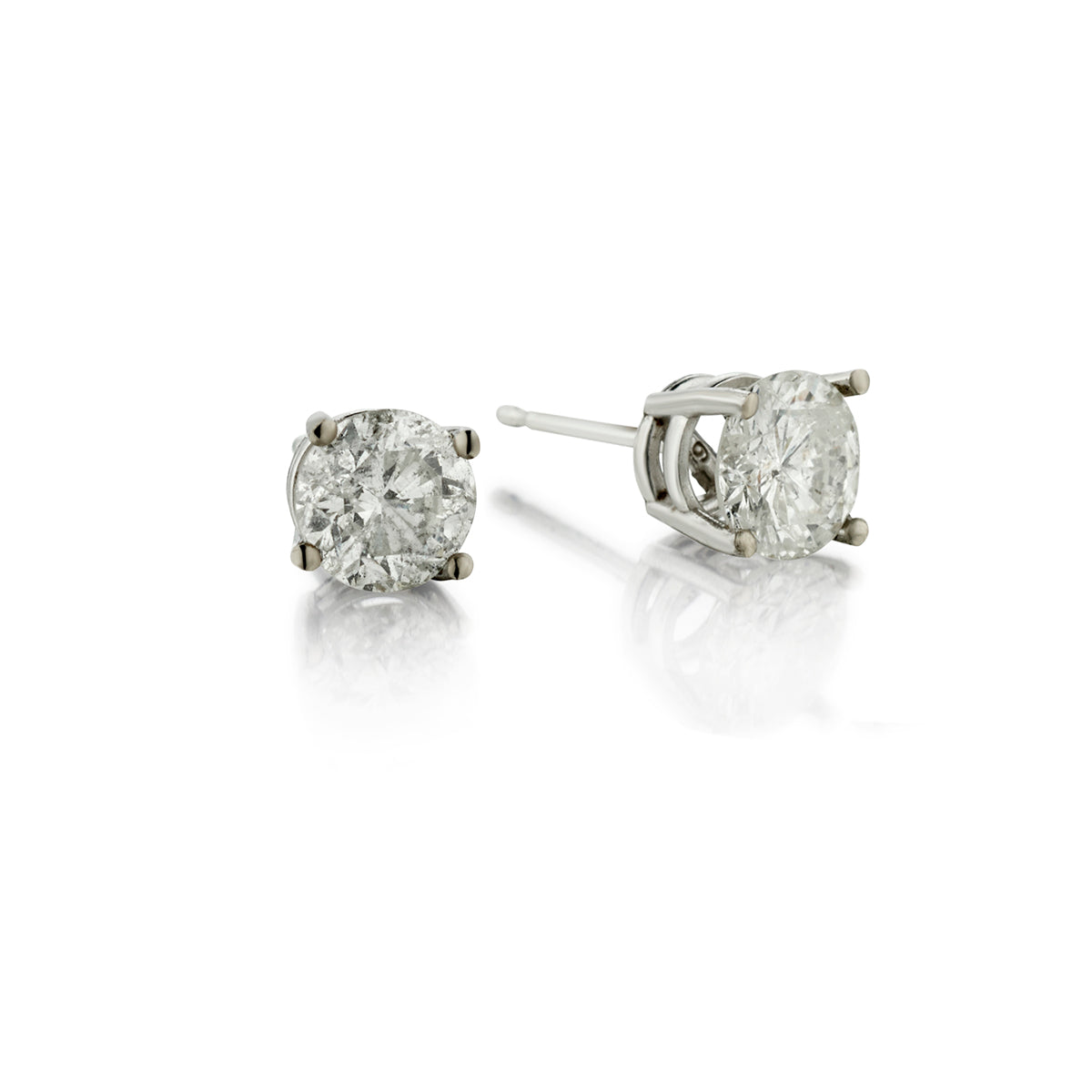 14kt White Gold Diamond Stud earrings. 2 X 1.95ct Tw