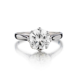 Ladies Platinum & 18Kt Diamond Vintage Solitaire Ring. 2.03ct European Cut
