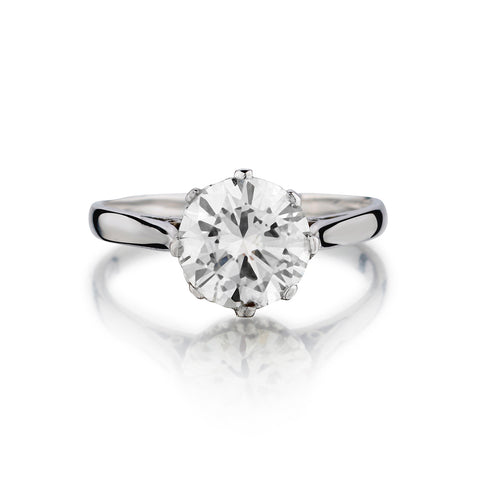 Ladies Platinum & 18Kt Diamond Vintage Solitaire Ring. 2.03ct European Cut