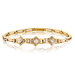 Ladies 14kt Yellow Gold Diamond Bracelet. 3 x 0.75ct Tw