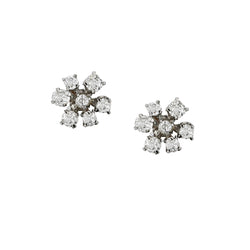 Vintage Platinum and Diamond Cluster Earrings.2.10 TCW