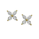18kt Yellow Gold Diamond Marquise Cut Stud Earrings. 8 x 0.62ct Tw