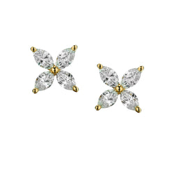 18kt Rose  Gold Diamond Marquise Cut Stud Earrings. 8 x 2.50  Tw