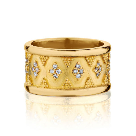 Ladies 22kt Yellow Gold and Diamond Wide Band