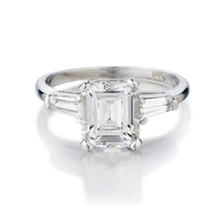 Ladies Platinum Diamond Ring. 1.60  Emerald Diamond