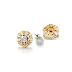 18kt Yellow Gold Diamond Stud Earrings With Diamond Jackets. 2 x 1.30ct Tw